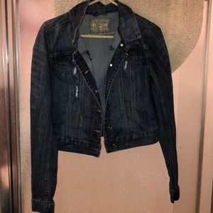 Slightly cropped jean jacket